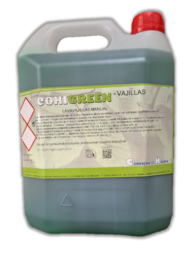 VAJILLAS MANUAL COHIGREEN, 5 LTS
